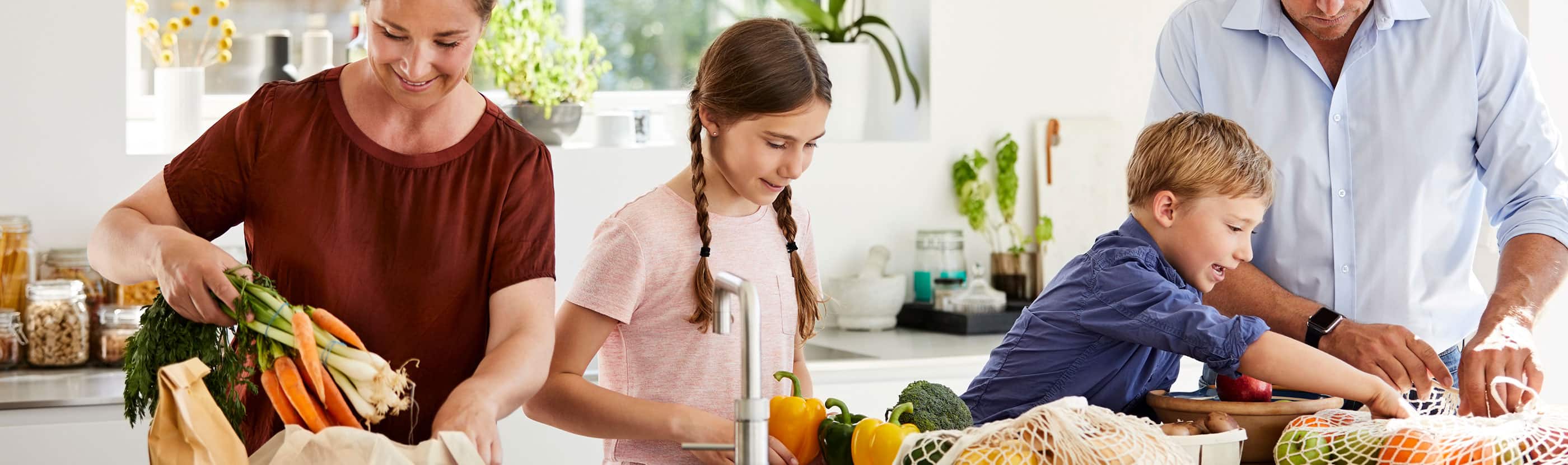 Family cooking together