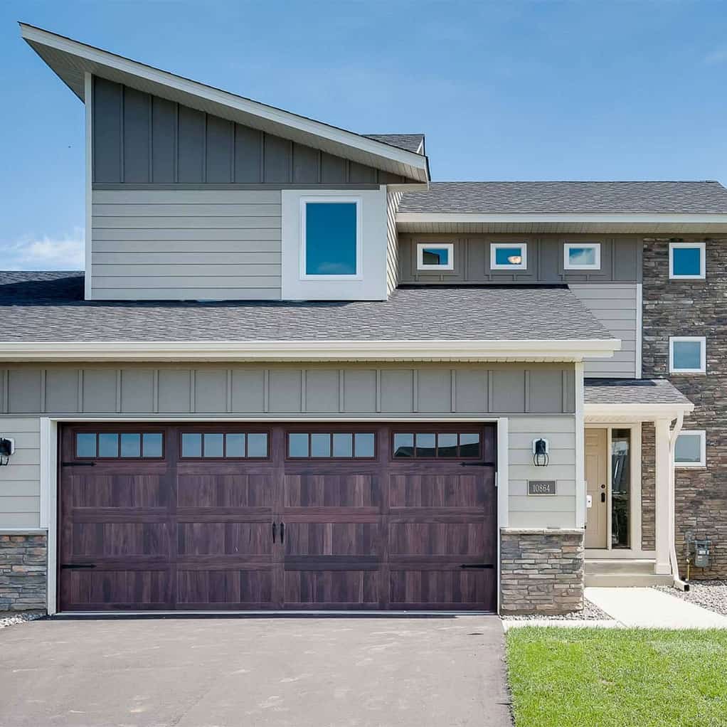 House exterior, angled roof