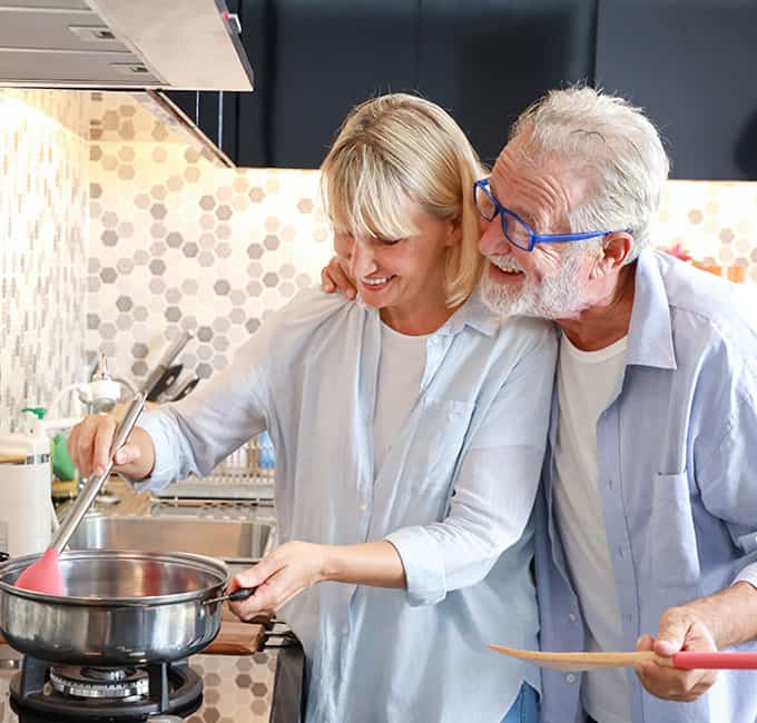 Couple cooking together