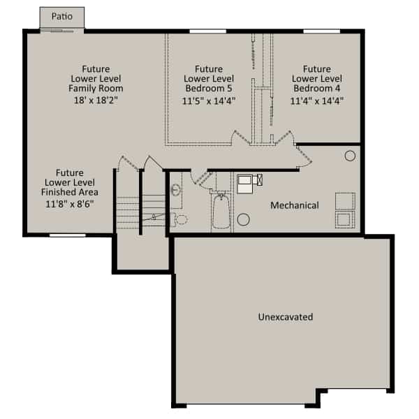 Unfinished Walkout Lower Level