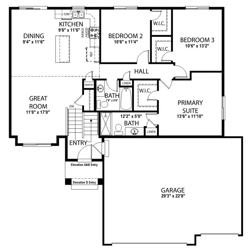 Upper Level with Different Elevations Shown