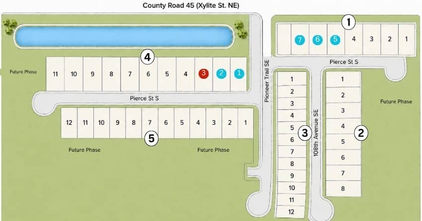 Millside at Cambridge Shores community homesite map