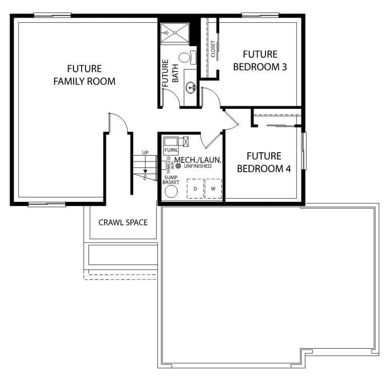 Unfinished Lower Level with Lookout Option